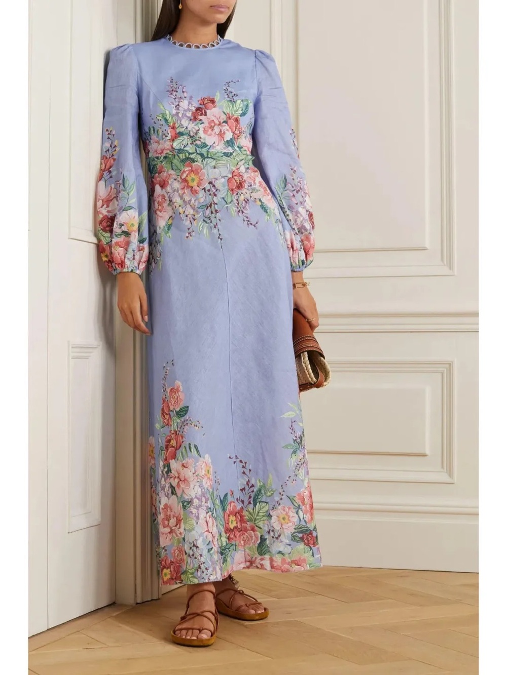 Zimmermann bellitude Powder Blue Floral Long Sleeve Maxi Dress - Picture 5 of 6